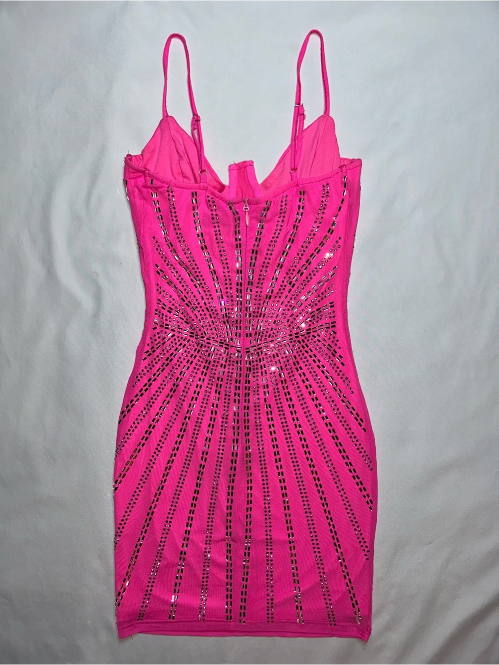 Hot & Delicious Pink Rhinestone Bodycon Mini Dress Size Small Y2K Party - Picture 3 of 3